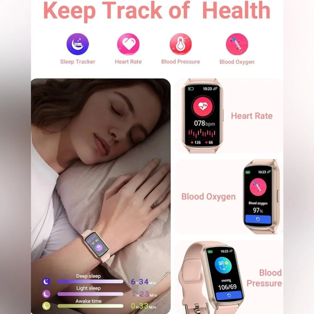 Pink Health & Fitness Tracker Watch